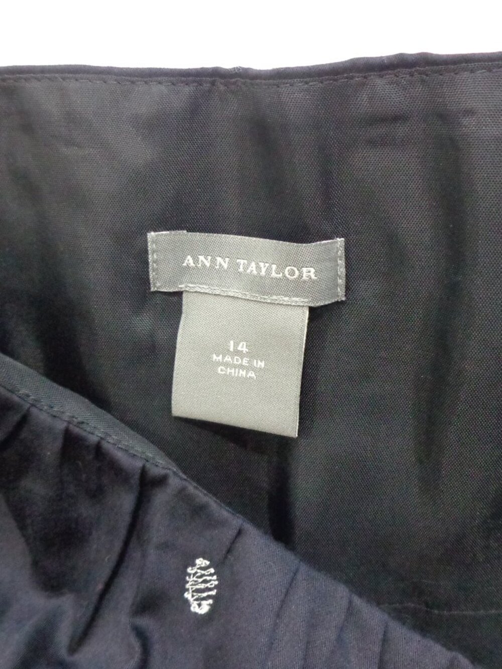 Ann Taylor Knee-length Spaghetti-strap Navy Silver Polka Dot Cotton Dress Sz 14 - Picture 3 of 7